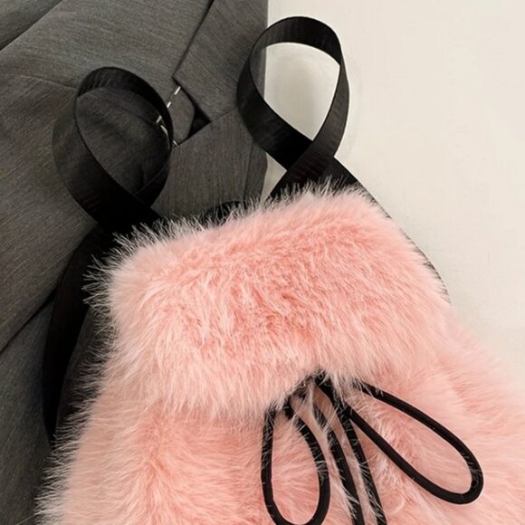 NEW Pink Faux Fur BackPack   SMALL - Picture 4 of 9